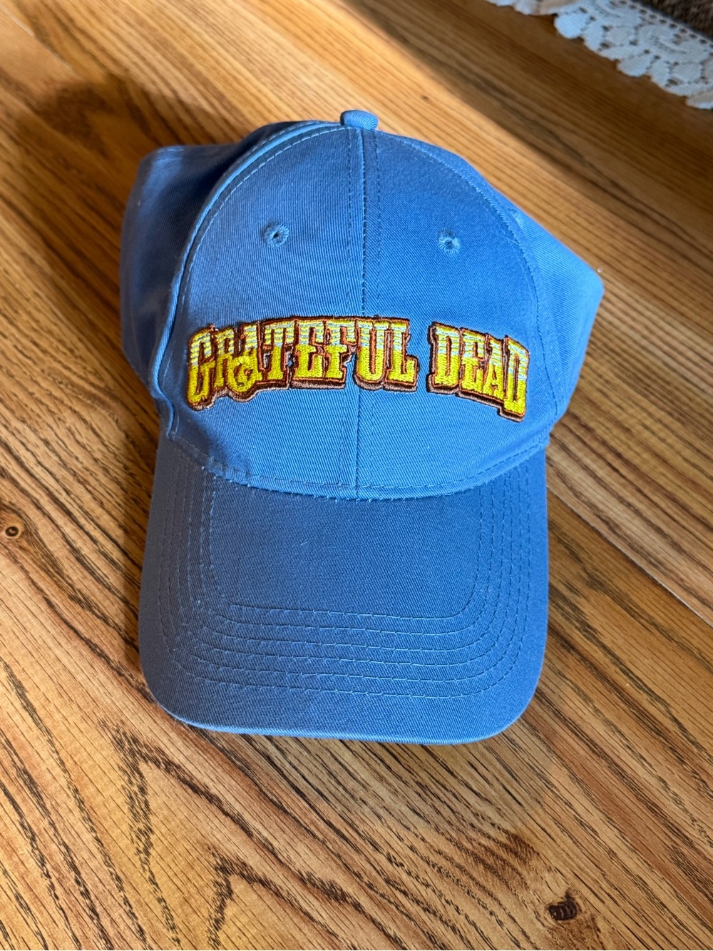 Grateful Dead Blue Cap with Yellow & Red Embroidered Logo